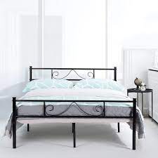 If the metal headboard and footboard can be removed.try going to your nearest habitat resale store and purchase two matching interior doors that you like. Homylin Metal Platform Bed Frame Full Queen Size Bed Frame Assembly Mattress Foundation With Headboard Footboard Walmart Canada