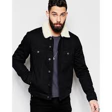 Asos Denim Jacket With Fleece Collar In Black Wash Black Denim Jacket Denim Jacket Men Denim Jacket