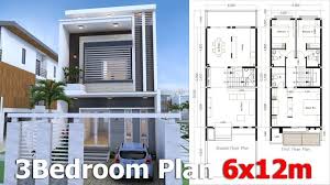 Sketchup Modern Home Plan 6x12m With 3 Bedroom Sam Architect House Plans Narrow House Plans Modern House Design