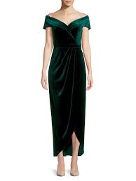 Xscape Off The Shoulder Velvet Dress Walmart Com Dresses Velvet Dress Green Bridesmaid Dresses