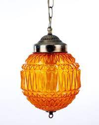 Vintage Orange Glass Hanging Lamp Hanging Lamp I Love Lamp Beautiful Lamp