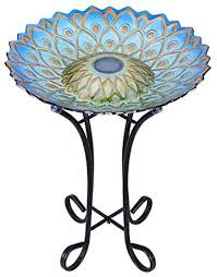 Gift cards available · buy with confidence Mumtop Outdoor Glass Bird Bath Solar Birdbaths With Metal Stand For Lawn Yard Garden Peacock Decor 18 Dia 21 65 Height Buy Online At Best Price In Uae Amazon Ae