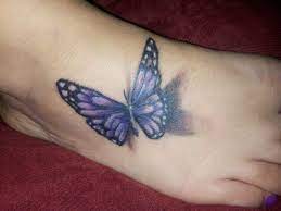 3d Purple Butterfly Tattoo On Foot Purple Butterfly Tattoo 3d Butterfly Tattoo Butterfly Ankle Tattoos