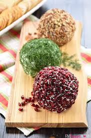 Christmas Ornament Cheese Balls A Fun Festive Addition To Your Holiday Party Menu In Three Mo Christmas Food Dinner Christmas Lunch Menu Cheese Ball Recipes