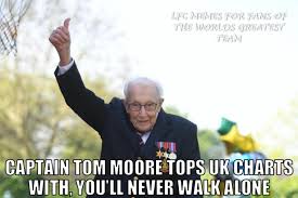 ‪today captain sir tom moore's incredible fundraising achievements were recognised with a the queen awarded captain sir tom moore with his insignia of knight bachelor, after knighting him with. Huge Congratulations To War Veteran Lfc Memes For Fans Of The Worlds Greatest Team Facebook