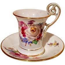 Meissen teacup and saucer floral pattern. 20th Century Meissen Porcelain Demitasse Cup And Saucer Antique Tea Cups Tea Cups Vintage Demitasse Cups