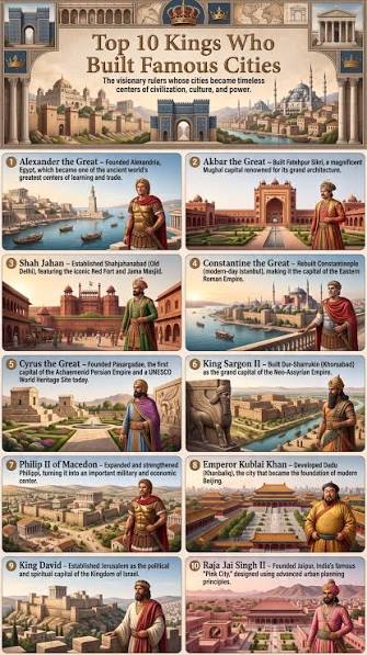 Top 10 Kings Who Built Famous Cities, Throughout history, visionary rulers  shaped the future not only through conquest but also by founding and  transforming cities that became lasting centers of ...