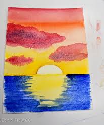 See more ideas about sunset painting, painting, sunset. Sunset Over Water Painting Easy Watercolor Tutorial Ebbandflowcc