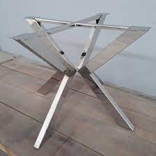 Polished stainless steel metal base. Round Stainless Steel Dining Table Base 28 H X 46 R Tug Round Table Base Stainless Steel Dining Table Dining Table Bases Steel Dining Table