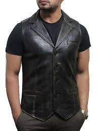 Men S Leather Biker Jacket Waist Coat From Waxed Lamb Skin Bestseller Infinity Leatherbiker Leather Waistcoat Leather Jacket Style Leather Jacket Men