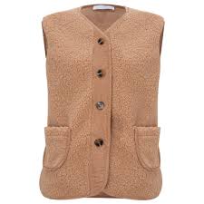Amazing Woman Teddy Borg Fleece Gilet in Beige