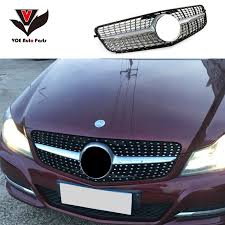 Calandre Pour Mercedes Benz W204 Classe C C180 C200 C220 C260 C300 Modele Diamant Calandre Avant Noire Argentee Aliexpress
