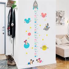 Us 3 22 20 Off Baby Mickey Minnie Growth Chart Wall Stickers For Boys Room Home Decoration Kids Height Measure Poster Cartoon Anime Mural Art In