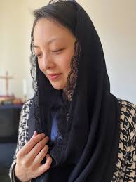 Mary's Mantle 2-Way Infinity Chapel Veil (Navy/Black)