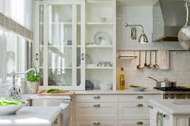 White 42 Inch Kitchen Wall Cabinets With Sliding Glass Doors And Farmhouse Sink Interior Design Kitchen Glass Kitchen Cabinets Kitchen Remodel