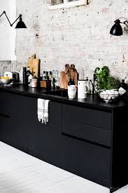 Black Cabinets And Bricks In The Kitchen Decordove Decor Collection Home Kitchens Kitchen Inspirations Kitchen Interior