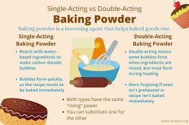 The base and acid are prevented from reacting prematurely by the inclusion of a buffer such as cornstarch. Difference Between Single Acting And Double Acting Baking Powder