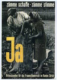 Statistisches amt, schöntalstrasse 5, postfach, 8090 zürich. Zamme Schaffe Zamme Stimme Ja Postkarte Zur Abstimmung Uber Das Frauenwahlrecht Im Kanton Zurich 30 11 1947 Initiativbegehren Hans Nageli Zurich Wahlrecht Und Wahlbarkeit Der Frauen Fur Bezirks Und Gemeindebehorden Gleichberechtigungsgesetz