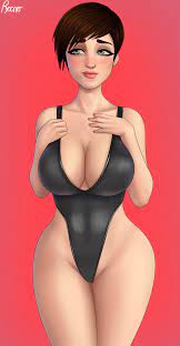 1girls beauty mark big breasts blue eyes brown hair cleavage  female female focus female only hourglass figure light-skinned female light  skin looking away mature female megamind mole under mouth