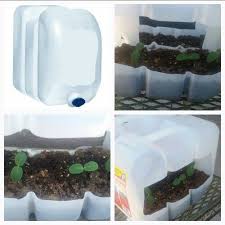 We have used a 5 gallon water jug for years to fill with coins and it is amazing how fast you have $1,000 plus dollars for vacations, etc. 2 5 Gallon Water Jugs Turn Tiny Green House Easy To Carry Too For Germination Period Or Childs S Diy Self Watering Planter Recycled Garden Diy Self Watering