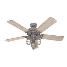 Hunter Starklake 52 In Led Indoor Outdoor Quartz Gray Ceiling Fan With Light In 2020 Ceiling Fan Gray Ceiling Fan Grey Ceiling