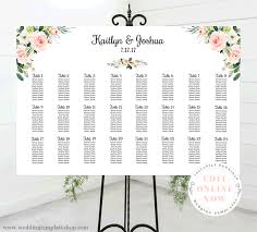 Wedding Seating Chart Poster Landscape 36x24 Blush Florals Edit Online