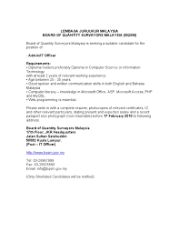 Look through examples of juruukur translation in sentences, listen to pronunciation and learn grammar. Iklan Jawatan Kosong Di Lembaga Juruukur Malaysia Job Vacancy At Board Of Quantity Surveyors Malaysia Bqsm Feb 2010 Computing Computers