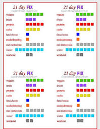 21 Day Fix Tally Sheet 1 800 2 099 Caloric Intake 21