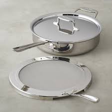 All Clad D5 Stainless Steel 4 Qt Deep Saute Pan With Splatter Screen Williams Sonoma Splatter Screens All Clad Saute Pan