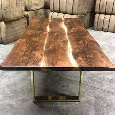 Black Walnut Table With Brass Base Living Wood Design Reclaimed Wood Craft Custom Furniture Custom Furniture Design Walnut Dining Table Black Walnut Table