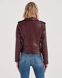 Leather Basic Biker Jacket In Black Bordeaux Jackets Biker Jacket Biker