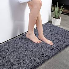 In response to fan's reactions, moore tbd on why her bathroom has a joan of arc statute and a monkey in the crevices of stone wall panel. Amazon Com Kmat Bath Mat Rug Nonslip Plush Chenille Bathroom Mat Quick Absorbent 28 X 47 Grey Large Bath Rug For Bathroom Floor Tub Shower Bedroom Living Room Machine Washable Home Kitchen