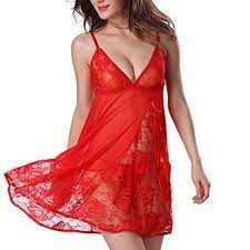 Nacome Little Sexy Lingerie,Lace Babydoll Lingerie Mesh Chemise Nightie  V-Neck Sleepwear S-XXXL XXX-Large Red : Amazon.in: Clothing & Accessories