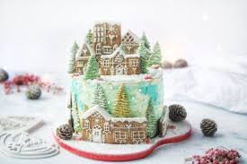 Kim Joy Kimjoyskitchen Here S My Christmas Spice Cake Featuring A Magical Snowy Town Christmas Spices Christmas Cake Decorations Christmas Cake