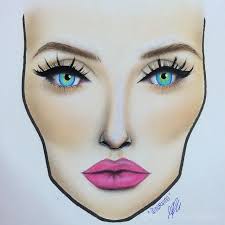 Blue Eyes Makeup Face Chart Sketches Illustrations In