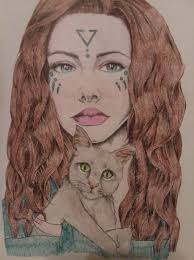 One of the few portraits I made with colored pencils, the French singer  Mylène Farmer. Drawn