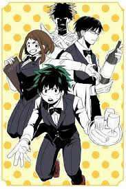 Izuku Ochako Tenya Katsuki Waiters Waitress Outfits Knives Menu Wine Drink Cups Platter Cool My He Boku No Hero Academia My Hero My Hero Academia