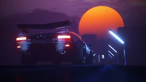 Hd wallpapers and background images Hd Wallpaper Artwork Digital Car Road Night Lights Moon City Sports Car Wallpaper Flare