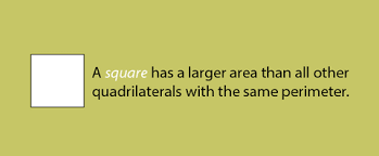 Math Facts A Square Has A Larger Area Than All Other Quadrilaterals With The Same Perimeter Math Facts Quadrilaterals Math