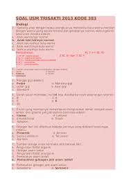 Terbaru soal tes masuk unindra 2019 paling seru. Doc Soal Usm Trisakti 2013 Kode 383 Biologi Mohammad Barezzi Naufal Taftazzanni Academia Edu