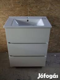 Új álló mosdószekrény magasfényű fehér 3 fiók fürdőszoba bútor 65 cm -  Keszthely, Zala