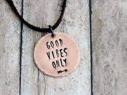 Good Vibes Only Necklace Mantra Jewelry Copper Quote Necklace Positive Feelings Stamped Jewelry Metal Stamped Jewelry Stamped Jewelry Mantra Jewelry
