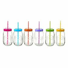 Ball mason jar solarlicht 5 led für regular mouth gläser. Trinkglas Mit Deckel Henkel Strohhalm Glas Country Becher 480 Ml Trinkglaser