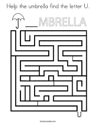 Help The Umbrella Find The Letter U Coloring Page Twisty Noodle Lettering Letter U Coloring Pages