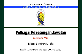Calon untuk mendaftar dalam talian melalui laman web kekosongan jawatan syarikat kami untuk langkah seterusnya. Info Jawatan Kerajaan Majlis Perbandaran Batu Pahat Batu Pahat Johor Jawatan Kosong Terkini