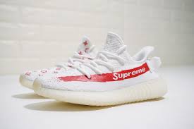 Supreme X Louis Vuitton X Adidas Yeezy Boost 350 V2 三方聯名logo印花情侶針織椰子鞋白紅 Adidas Yeezy Boost Adidas Yeezy Boost 350 Adidas Yeezy