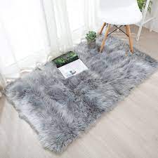 Faux sheepskin area rugs : Amazon Com Ojia Deluxe Soft Fuzzy Fur Rugs Faux Sheepskin Shaggy Area Rugs Fluffy Modern Kids Carpet For Living Room Bedroom Sofa Bedside Decor 4 X 6ft Grey Home Kitchen