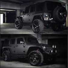 4 Door Lifted Matte Black Jeep Wrangler Jeep Wrangler On A Custom Set Of Hre Wheels Follow Nolimitbmore For More Great Builds Photo C3 Nyc Dream Cars Jeep Wrangler Jeep