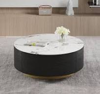 Amazon.com: Mesa de centro redonda moderna con 2 cajones ...
