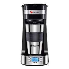Casara Single Cup Coffee Maker With 14 Oz Double Wall Stainless Steel Travel Mug And Reusable Filter Personal Coffee Maker With Programmable Timer And Lcd Di